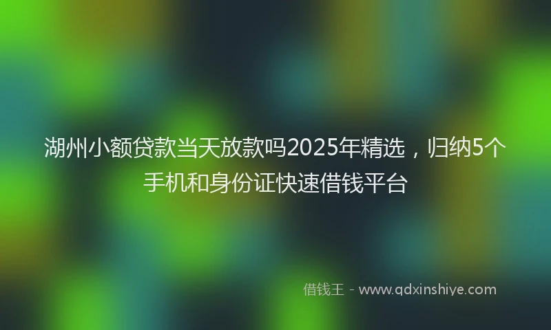 湖州小额贷款当天放款吗2025年精选，归纳5个手机和身份证快速借钱平台