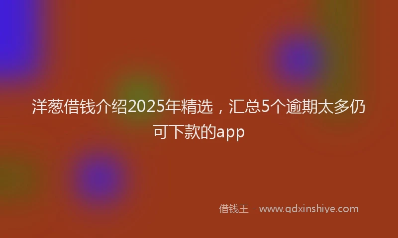 洋葱借钱介绍2025年精选，汇总5个逾期太多仍可下款的app