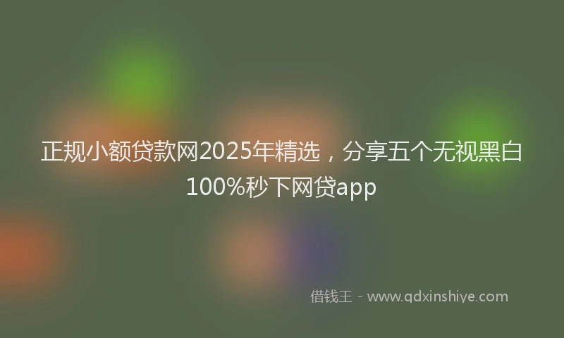 正规小额贷款网2025年精选，分享五个无视黑白100%秒下网贷app