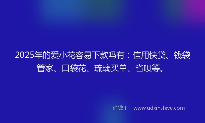 2025年的爱小花容易下款吗有：信用快贷、钱袋管家、口袋花、琉璃买单、省呗等。