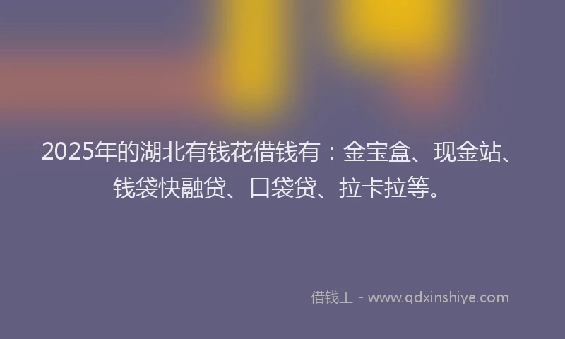 2025年的湖北有钱花借钱有：金宝盒、现金站、钱袋快融贷、口袋贷、拉卡拉等。