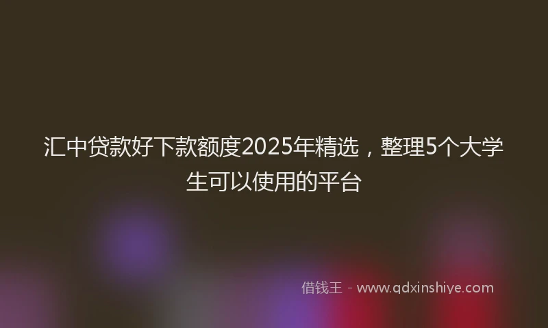 汇中贷款好下款额度2025年精选，整理5个大学生可以使用的平台