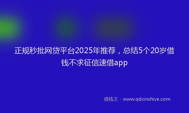 正规秒批网贷平台2025年推荐，总结5个20岁借钱不求征信速借app