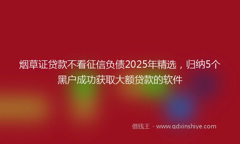 烟草证贷款不看征信负债2025年精选，归纳5个黑户成功获取大额贷款的软件