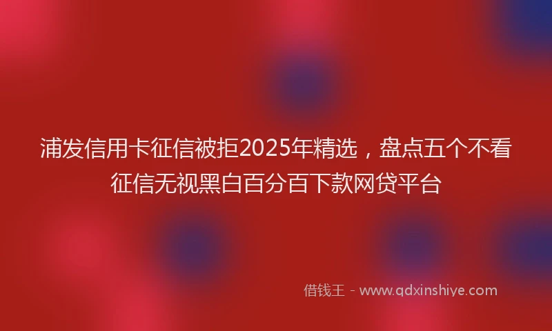 浦发信用卡征信被拒2025年精选，盘点五个不看征信无视黑白百分百下款网贷平台