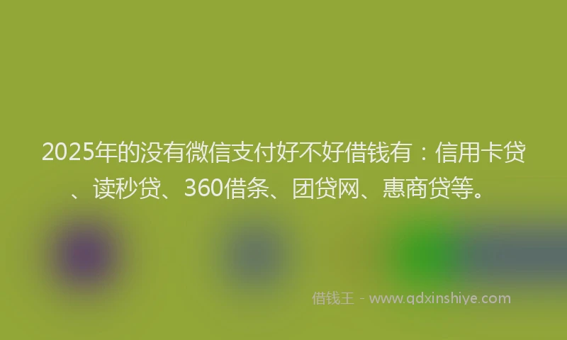 2025年的没有微信支付好不好借钱有：信用卡贷、读秒贷、360借条、团贷网、惠商贷等。