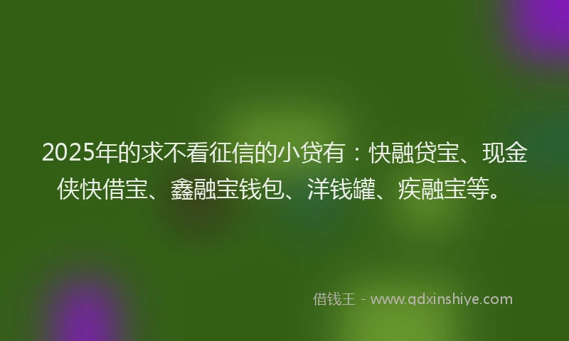 2025年的求不看征信的小贷有：快融贷宝、现金侠快借宝、鑫融宝钱包、洋钱罐、疾融宝等。