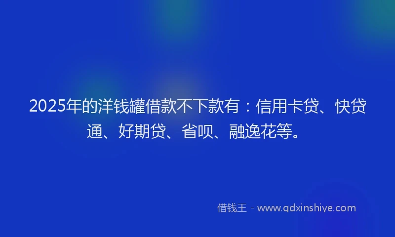 2025年的洋钱罐借款不下款有：信用卡贷、快贷通、好期贷、省呗、融逸花等。