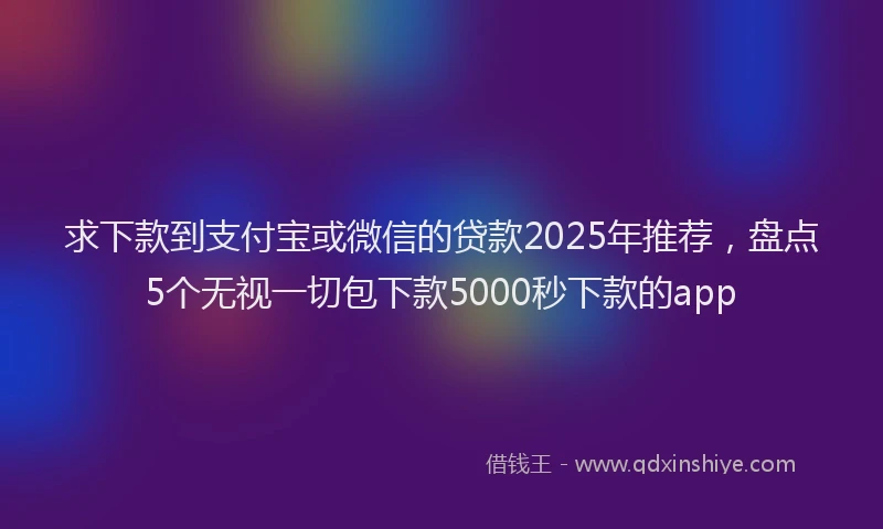 求下款到支付宝或微信的贷款2025年推荐，盘点5个无视一切包下款5000秒下款的app