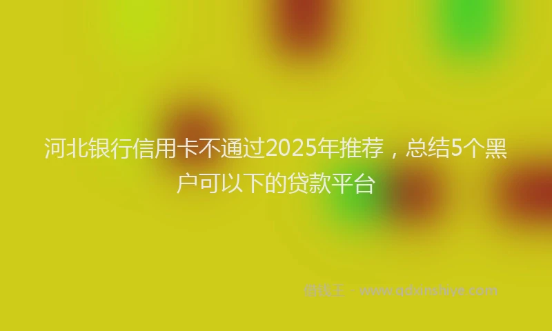 河北银行信用卡不通过2025年推荐，总结5个黑户可以下的贷款平台