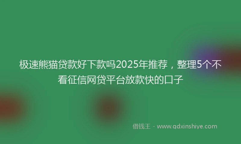 极速熊猫贷款好下款吗2025年推荐，整理5个不看征信网贷平台放款快的口子
