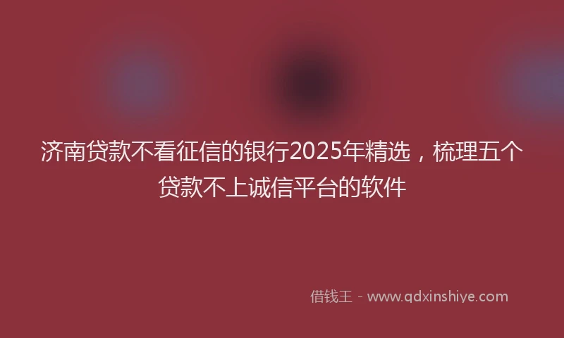 济南贷款不看征信的银行2025年精选，梳理五个贷款不上诚信平台的软件