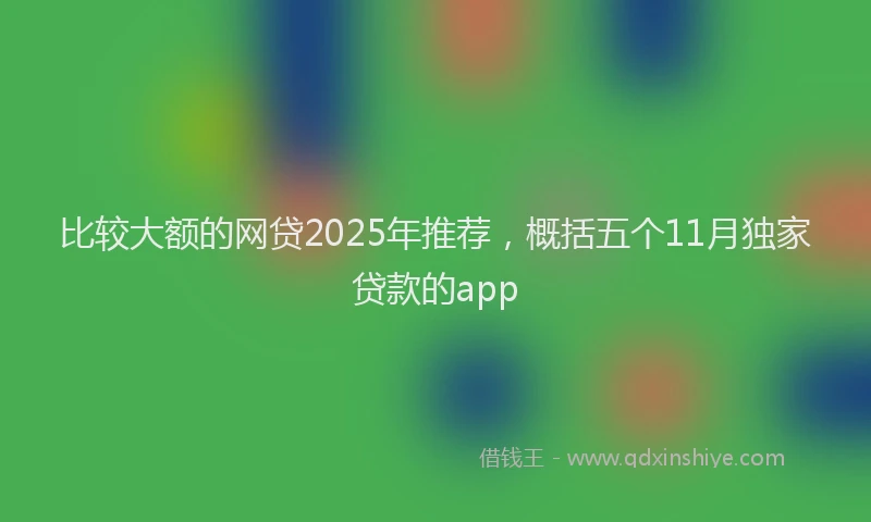 比较大额的网贷2025年推荐，概括五个11月独家贷款的app