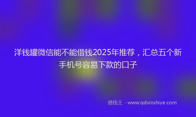 洋钱罐微信能不能借钱2025年推荐，汇总五个新手机号容易下款的口子