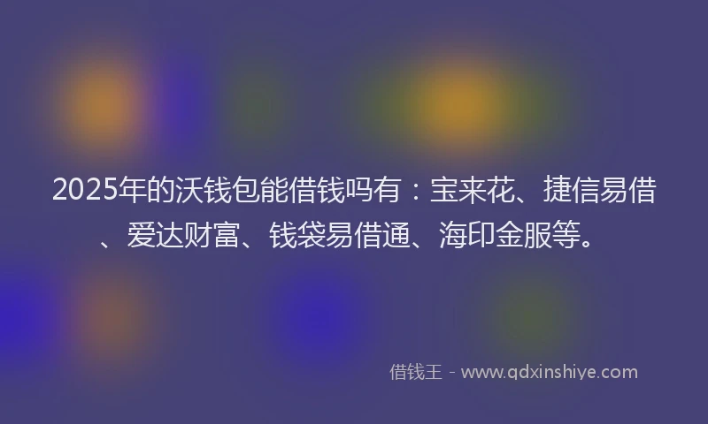 2025年的沃钱包能借钱吗有：宝来花、捷信易借、爱达财富、钱袋易借通、海印金服等。