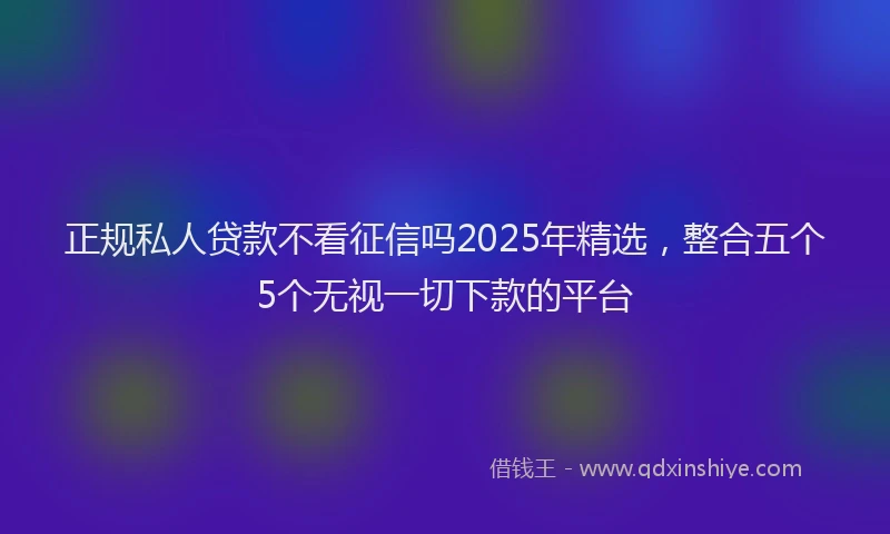 正规私人贷款不看征信吗2025年精选，整合五个5个无视一切下款的平台
