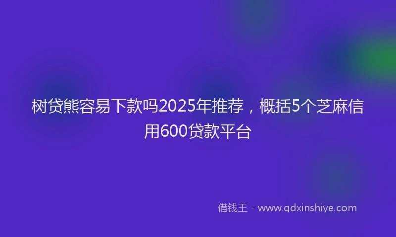 树贷熊容易下款吗2025年推荐，概括5个芝麻信用600贷款平台