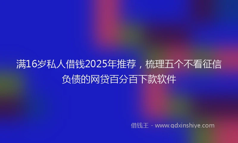 满16岁私人借钱2025年推荐，梳理五个不看征信负债的网贷百分百下款软件