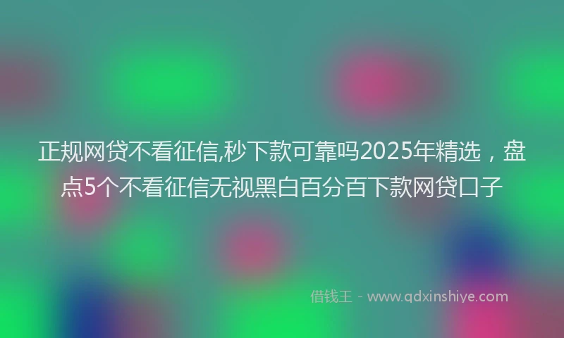 正规网贷不看征信,秒下款可靠吗2025年精选，盘点5个不看征信无视黑白百分百下款网贷口子