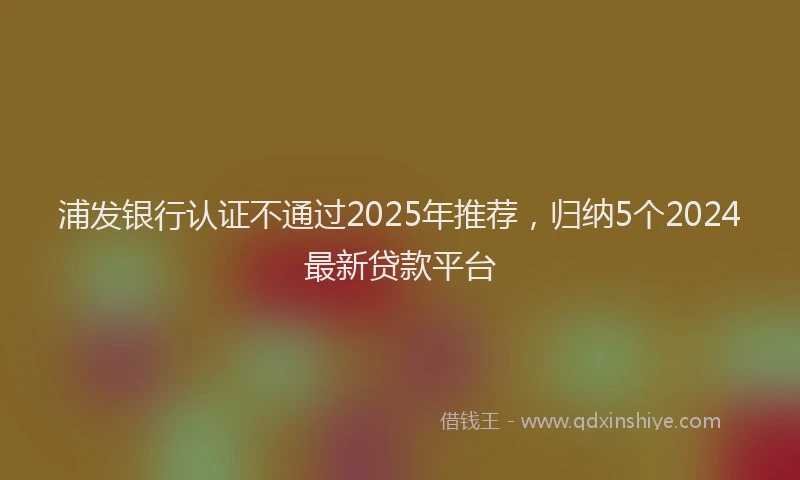 浦发银行认证不通过2025年推荐，归纳5个2024最新贷款平台