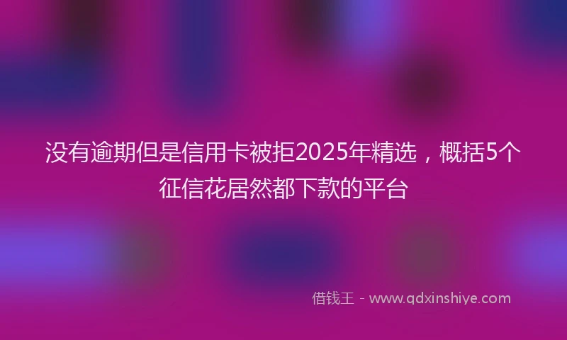 没有逾期但是信用卡被拒2025年精选，概括5个征信花居然都下款的平台