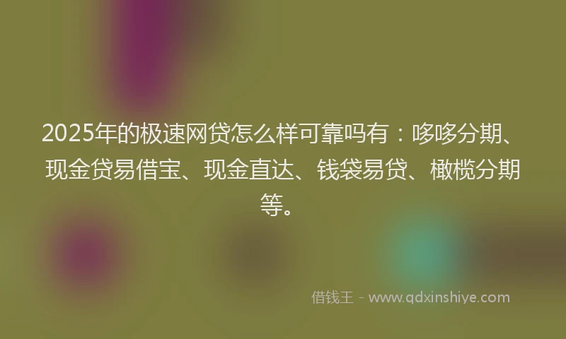 2025年的极速网贷怎么样可靠吗有：哆哆分期、现金贷易借宝、现金直达、钱袋易贷、橄榄分期等。