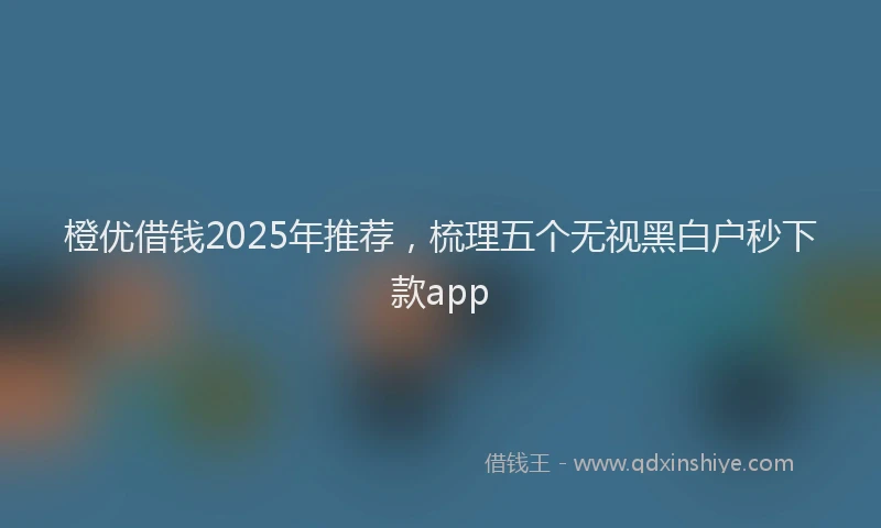 橙优借钱2025年推荐，梳理五个无视黑白户秒下款app