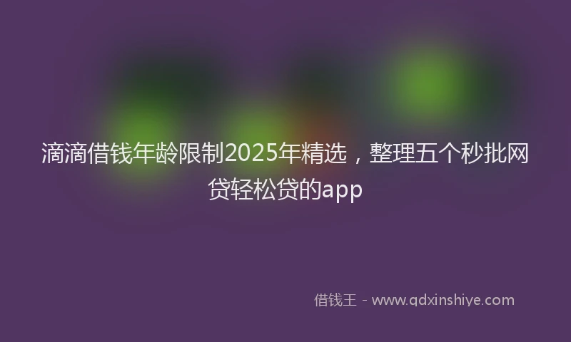 滴滴借钱年龄限制2025年精选，整理五个秒批网贷轻松贷的app