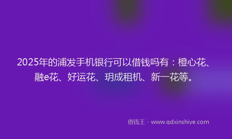 2025年的浦发手机银行可以借钱吗有：橙心花、融e花、好运花、玥成租机、新一花等。