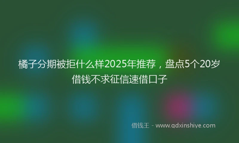 橘子分期被拒什么样2025年推荐，盘点5个20岁借钱不求征信速借口子