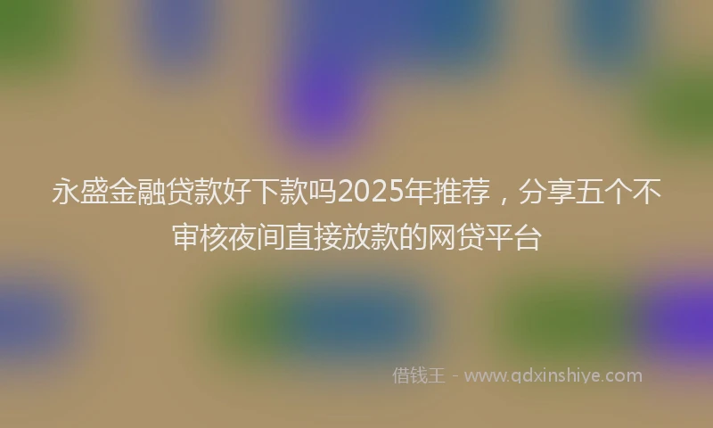 永盛金融贷款好下款吗2025年推荐，分享五个不审核夜间直接放款的网贷平台