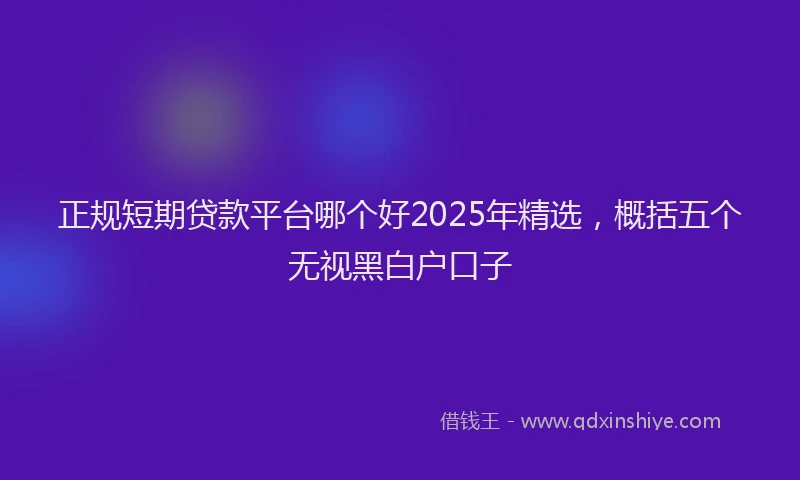 正规短期贷款平台哪个好2025年精选，概括五个无视黑白户口子