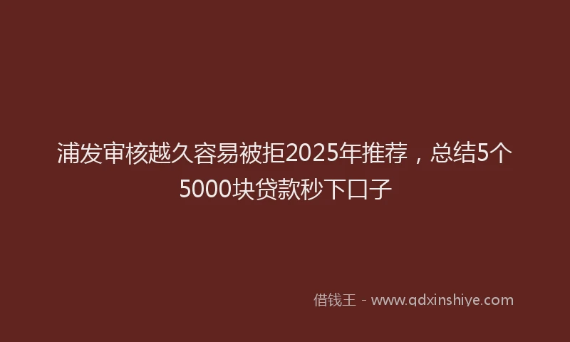 浦发审核越久容易被拒2025年推荐，总结5个5000块贷款秒下口子
