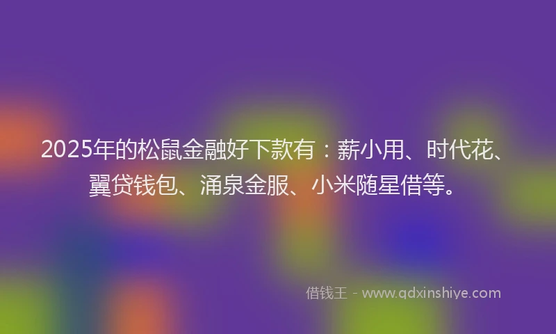 2025年的松鼠金融好下款有：薪小用、时代花、翼贷钱包、涌泉金服、小米随星借等。