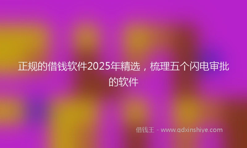 正规的借钱软件2025年精选，梳理五个闪电审批的软件