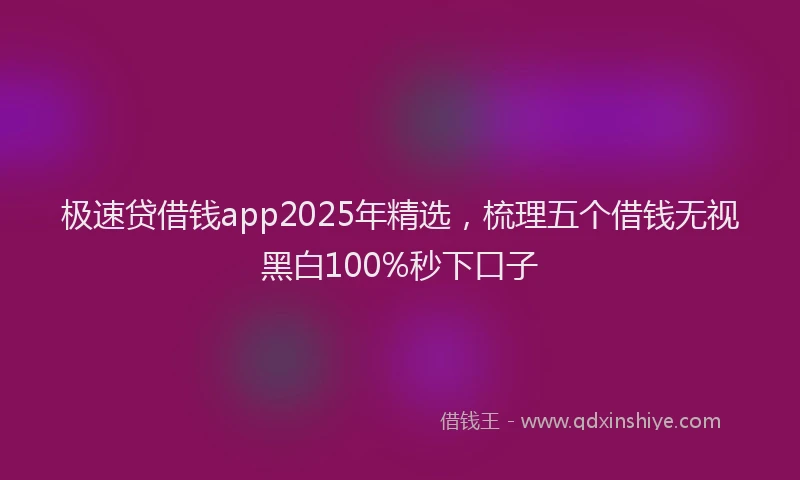 极速贷借钱app2025年精选，梳理五个借钱无视黑白100%秒下口子