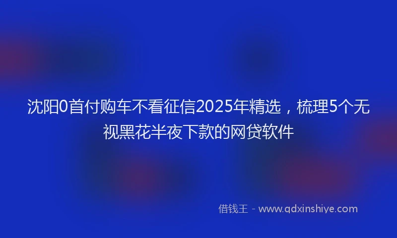 沈阳0首付购车不看征信2025年精选，梳理5个无视黑花半夜下款的网贷软件