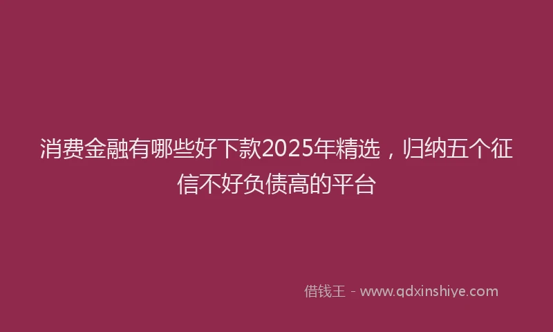 消费金融有哪些好下款2025年精选，归纳五个征信不好负债高的平台