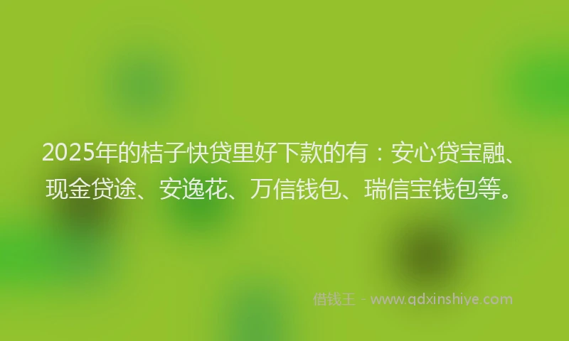 2025年的桔子快贷里好下款的有：安心贷宝融、现金贷途、安逸花、万信钱包、瑞信宝钱包等。