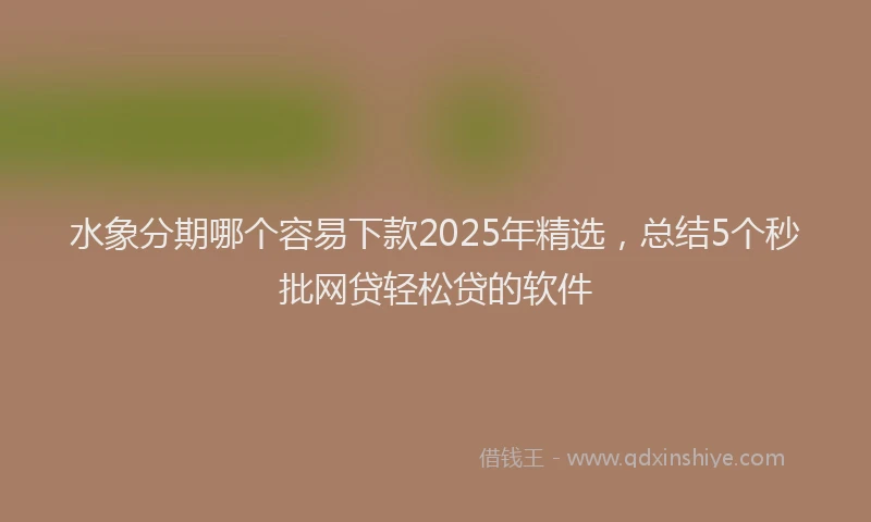 水象分期哪个容易下款2025年精选，总结5个秒批网贷轻松贷的软件