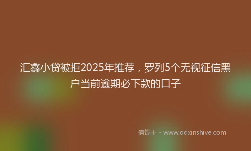 汇鑫小贷被拒2025年推荐，罗列5个无视征信黑户当前逾期必下款的口子