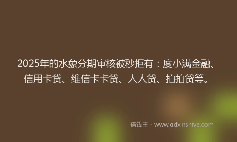 2025年的水象分期审核被秒拒有：度小满金融、信用卡贷、维信卡卡贷、人人贷、拍拍贷等。