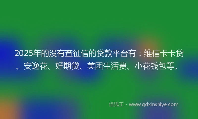 2025年的没有查征信的贷款平台有：维信卡卡贷、安逸花、好期贷、美团生活费、小花钱包等。