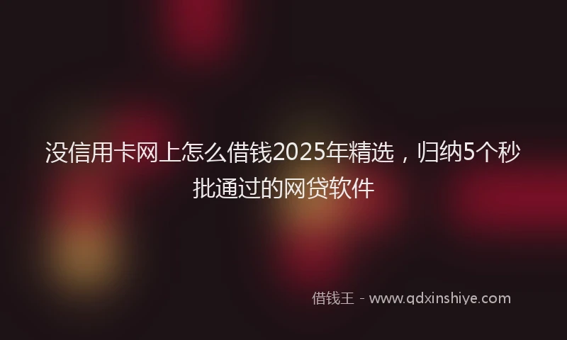 没信用卡网上怎么借钱2025年精选，归纳5个秒批通过的网贷软件
