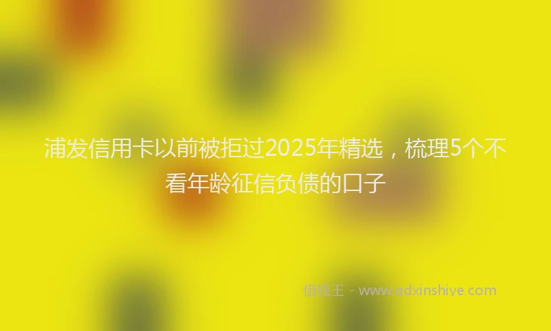 浦发信用卡以前被拒过2025年精选，梳理5个不看年龄征信负债的口子