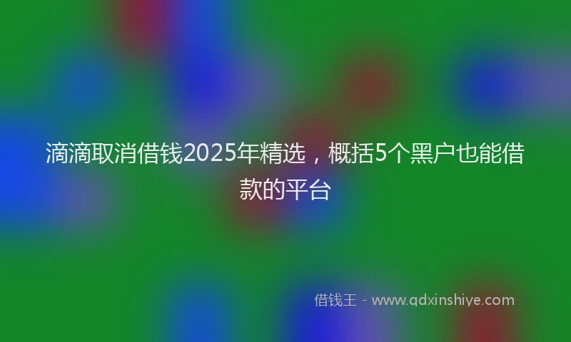滴滴取消借钱2025年精选，概括5个黑户也能借款的平台