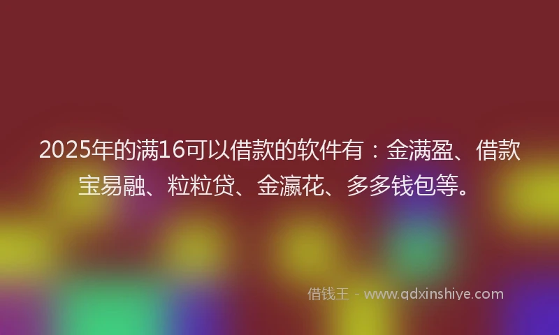 2025年的满16可以借款的软件有：金满盈、借款宝易融、粒粒贷、金瀛花、多多钱包等。