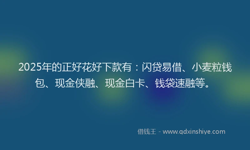 2025年的正好花好下款有：闪贷易借、小麦粒钱包、现金侠融、现金白卡、钱袋速融等。