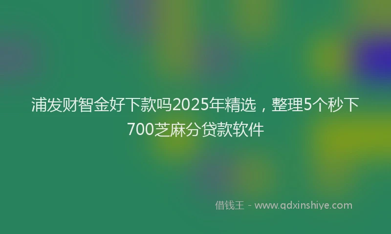 浦发财智金好下款吗2025年精选，整理5个秒下700芝麻分贷款软件