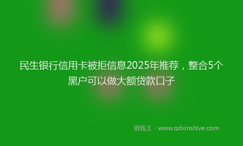民生银行信用卡被拒信息2025年推荐，整合5个黑户可以做大额贷款口子